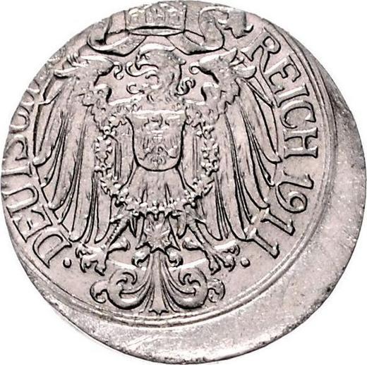 Rewers monety - 25 fenigów 1909-1912 J "Typ 1909-1912" Przesunięcie stempla - cena  monety - Niemcy, Cesarstwo Niemieckie