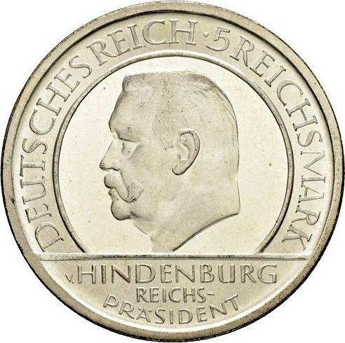 Аверс монеты - 5 рейхсмарок 1929 года A "Конституция" - цена серебряной монеты - Германия, Bеймарская республика