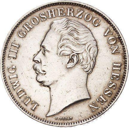Awers monety - 2 guldeny 1853 - cena srebrnej monety - Hesja-Darmstadt, Ludwik III