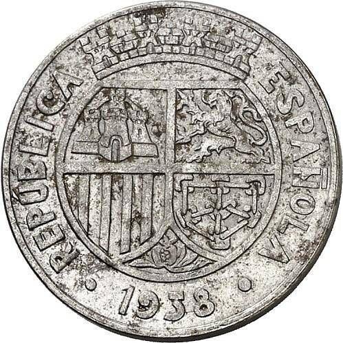 Аверс монеты - Пробные 5 сентимо 1938 года Железо - цена  монеты - Испания, II Республика