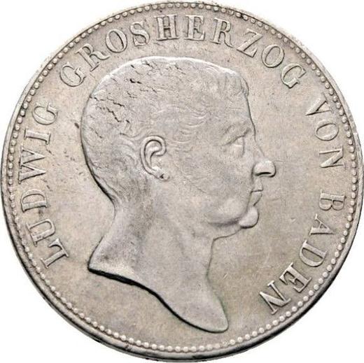 Аверс монеты - 2 гульдена 1823 года - цена серебряной монеты - Баден, Людвиг I