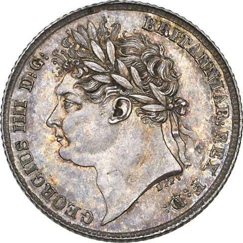 Аверс монеты - 6 пенсов 1824 года BP - цена серебряной монеты - Великобритания, Георг IV