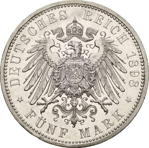 Reverso 5 marcos 1898 A "Schaumburg-Lippe" - valor de la moneda de plata - Alemania, Imperio alemán