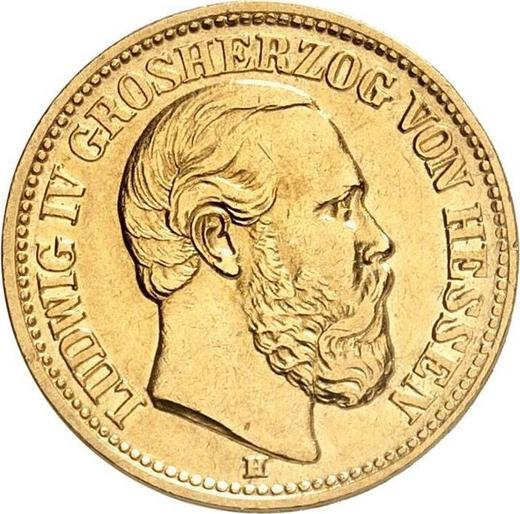 Аверс монеты - 10 марок 1880 года H "Гессен" - цена золотой монеты - Германия, Германская Империя