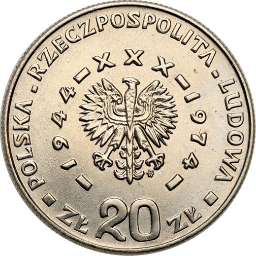 Аверс монеты - Пробные 20 злотых 1974 года MW WK "30 лет Польской Народной Республики" Никель - цена  монеты - Польша, Народная Республика