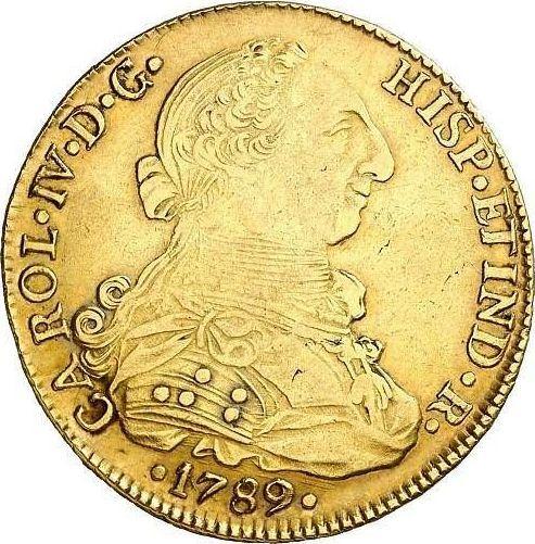 Аверс монеты - 8 эскудо 1789 года PTS PR - цена золотой монеты - Боливия, Карл IV
