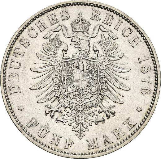 Реверс монеты - 5 марок 1876 года E "Саксония" - цена серебряной монеты - Германия, Германская Империя