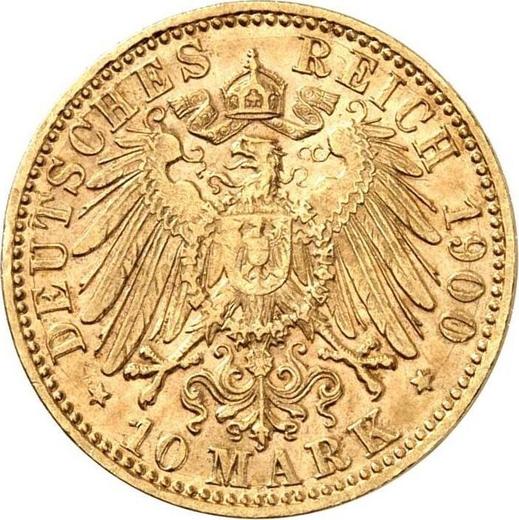 Reverso 10 marcos 1900 F "Würtenberg" - valor de la moneda de oro - Alemania, Imperio alemán