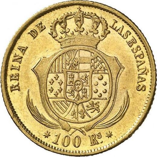 Reverso 100 reales 1858 Estrellas de siete puntas - valor de la moneda de oro - España, Isabel II