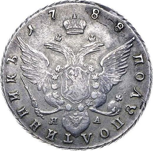 Reverso Polupoltinnik 1788 СПБ ЯА - valor de la moneda de plata - Rusia, Catalina II