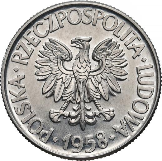 Anverso Pruebas 10 eslotis 1958 "Bicentenario de la muerte de Tadeusz Kościuszko" Aluminio - valor de la moneda  - Polonia, República Popular