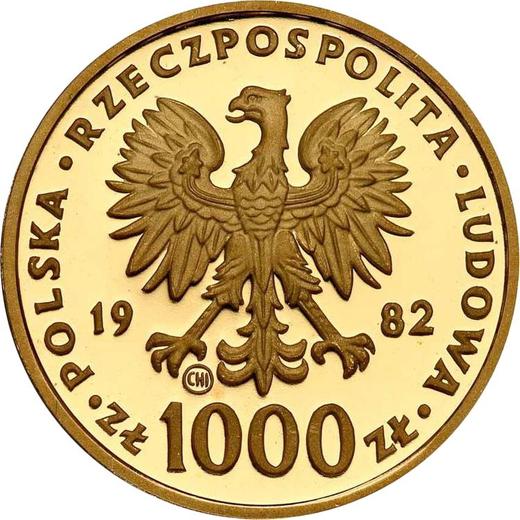 Аверс монеты - 1000 злотых 1982 года CHI SW "Иоанн Павел II" Золото - цена золотой монеты - Польша, Народная Республика