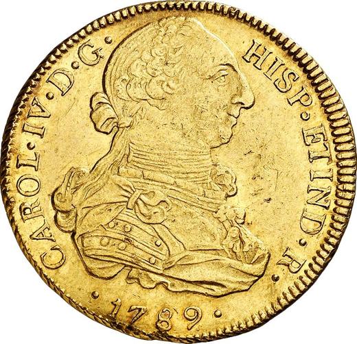 Anverso 8 escudos 1789 NG M - valor de la moneda de oro - Guatemala, Carlos IV