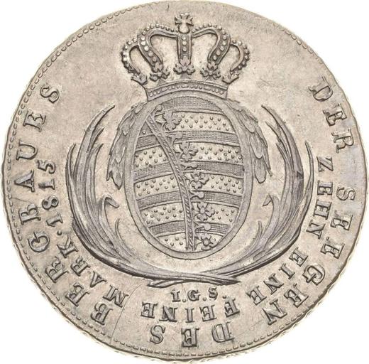 Reverso Tálero 1815 I.G.S. "Minero" - valor de la moneda de plata - Sajonia, Federico Augusto I