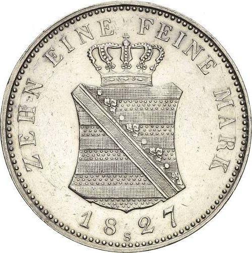 Reverse Thaler 1827 S - Silver Coin Value - Saxony-Albertine, Frederick Augustus I