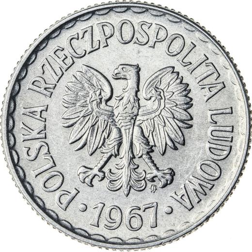 Аверс монеты - 1 злотый 1967 года MW Алюминий - цена  монеты - Польша, Народная Республика