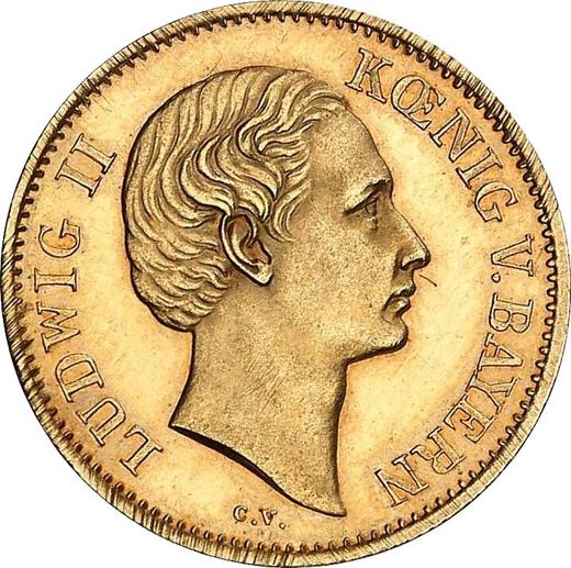 Аверс монеты - 1 гульден без года (1864) "Новогодний" Золото - цена золотой монеты - Бавария, Людвиг II