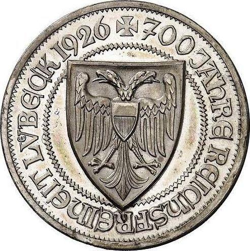Awers monety - 3 reichsmark 1926 A "Lubeka" - cena srebrnej monety - Niemcy, Republika Weimarska