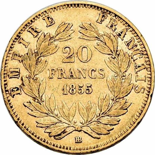 Reverse 20 Francs 1855 BB "Type 1853-1860" Strasbourg - France, Napoleon III