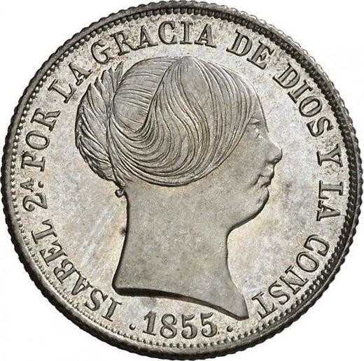 Avers 4 Reales 1855 Sechs spitze Sterne - Silbermünze Wert - Spanien, Isabella II