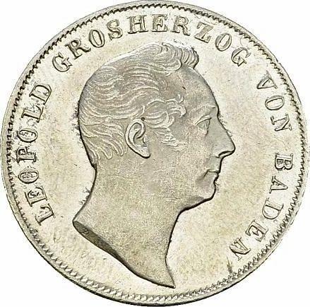 Аверс монеты - 1/2 гульдена 1842 года D - цена серебряной монеты - Баден, Леопольд