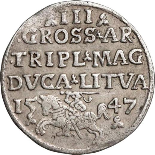 Rewers monety - Trojak 1547 "Litwa" - cena srebrnej monety - Polska, Zygmunt II August