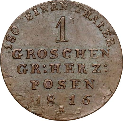 Reverso 1 grosz 1816 A "Gran Ducado de Posen" - valor de la moneda  - Polonia, Dominio Prusiano