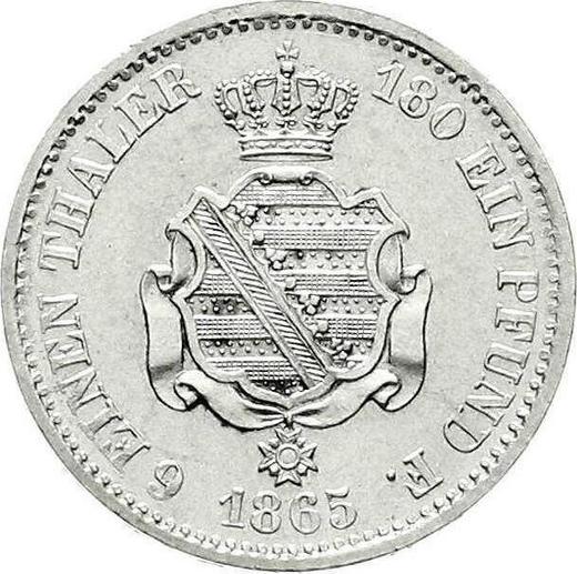Reverso 1/6 tálero 1865 B - valor de la moneda de plata - Sajonia, Juan