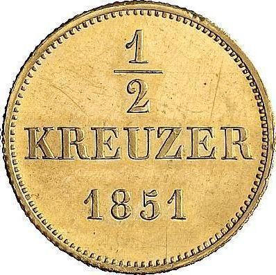 Реверс монеты - 1/2 крейцера 1851 года Золото - цена золотой монеты - Бавария, Максимилиан II