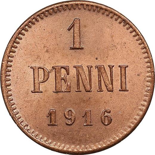 Реверс монеты - 1 пенни 1916 года - цена  монеты - Финляндия, Великое княжество