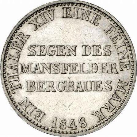 Reverse Thaler 1848 A "Mining" - Silver Coin Value - Prussia, Frederick William IV