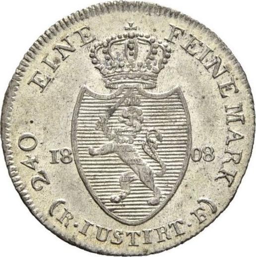 Реверс монеты - 5 крейцеров 1808 года - цена серебряной монеты - Гессен-Дармштадт, Людвиг I