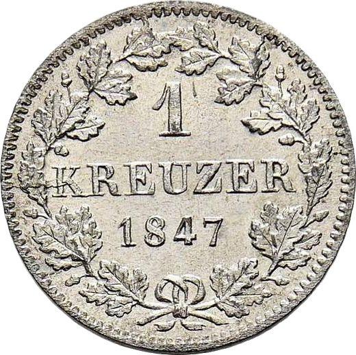 Reverso 1 Kreuzer 1847 - valor de la moneda de plata - Wurtemberg, Guillermo I
