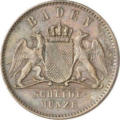 Anverso 1 Kreuzer 1868 "Constitutción" - valor de la moneda  - Baden, Federico I