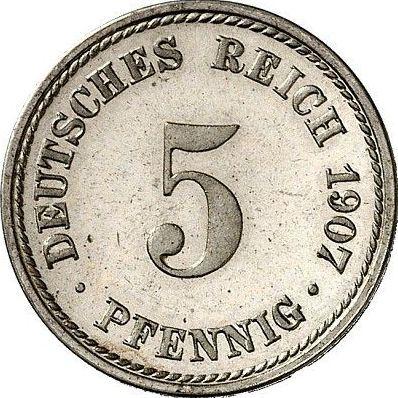 Avers 5 Pfennig 1907 F "Typ 1890-1915" - Münze Wert - Deutschland, Deutsches Kaiserreich