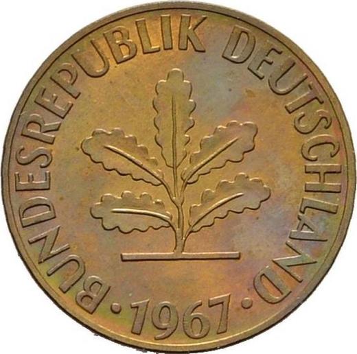 Реверс монеты - 5 пфеннигов 1967 года D - цена  монеты - Германия, ФРГ