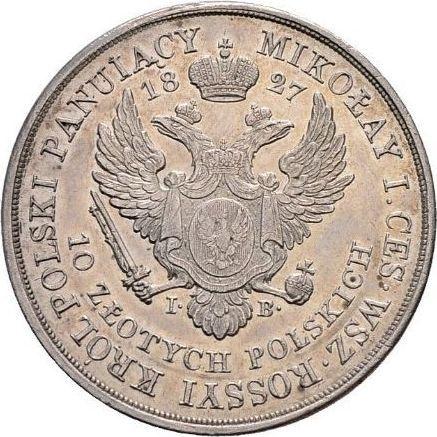 Реверс монеты - 10 злотых 1827 года IB - цена серебряной монеты - Польша, Царство Польское