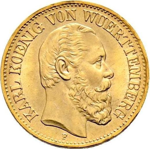 Anverso 10 marcos 1874 F "Würtenberg" - valor de la moneda de oro - Alemania, Imperio alemán