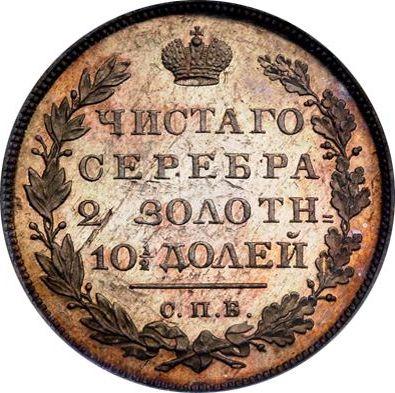 Rewers monety - Połtina (1/2 rubla) 1815 СПБ МФ "Orzeł z podniesionymi skrzydłami" Nowe bicie Wąska korona - cena srebrnej monety - Rosja, Aleksander I