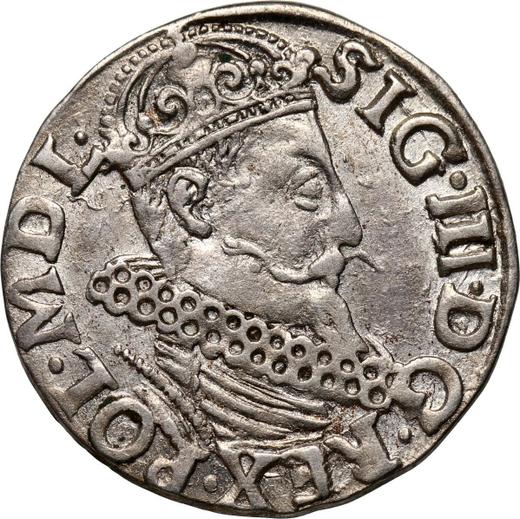 Аверс монеты - Трояк (3 гроша) 1620 года "Краковский монетный двор" - цена серебряной монеты - Польша, Сигизмунд III Ваза
