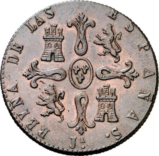 Reverso 8 maravedíes 1844 Ja "Valor nominal sobre el reverso" - valor de la moneda  - España, Isabel II