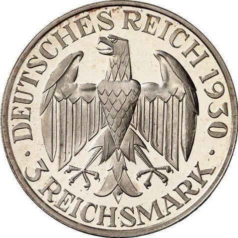 Awers monety - 3 reichsmark 1930 E "Zeppelin" - cena srebrnej monety - Niemcy, Republika Weimarska