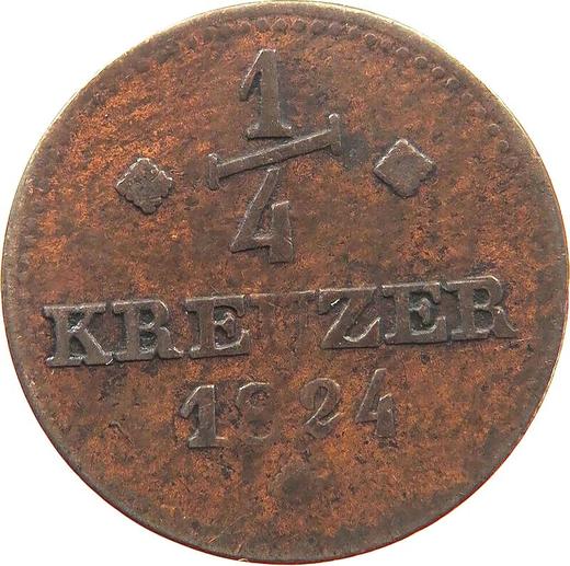 Реверс монеты - 1/4 крейцера 1824 года - цена  монеты - Гессен-Кассель, Вильгельм II