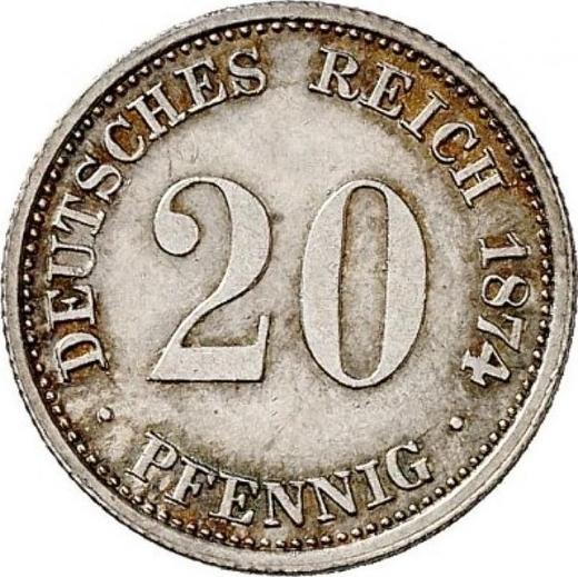 Аверс монеты - 20 пфеннигов 1874 года H "Тип 1873-1877" - цена серебряной монеты - Германия, Германская Империя