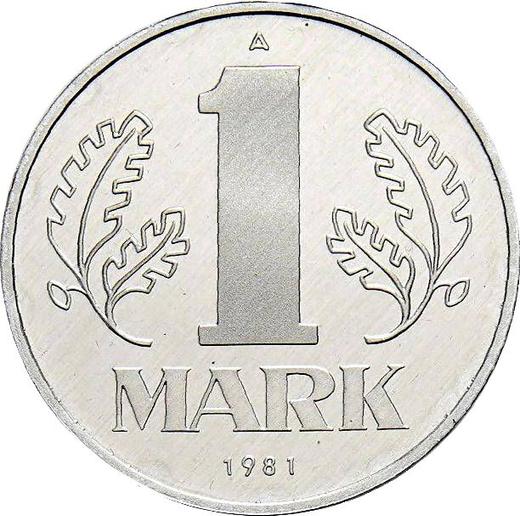 Anverso 1 marco 1981 A 13 estrellas en el canto Prueba - valor de la moneda  - Alemania, República Democrática Alemana (RDA)