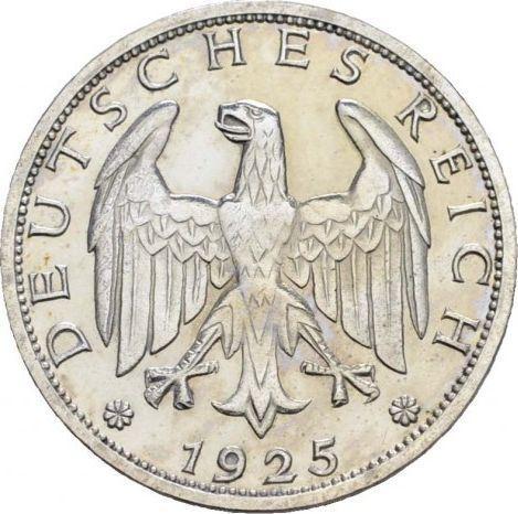 Аверс монеты - 1 рейхсмарка 1925 года J - цена серебряной монеты - Германия, Bеймарская республика