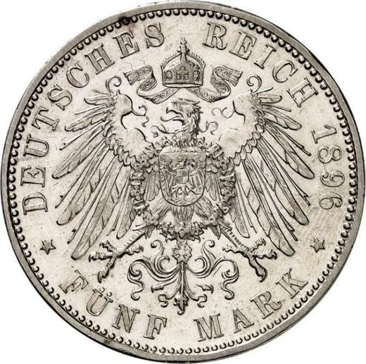 Реверс монеты - 5 марок 1896 года D "Бавария" - цена серебряной монеты - Германия, Германская Империя