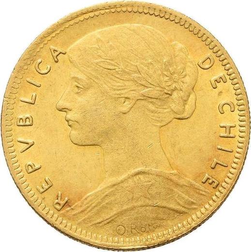 Аверс монеты - 20 песо 1915 года So - цена золотой монеты - Чили, Республика