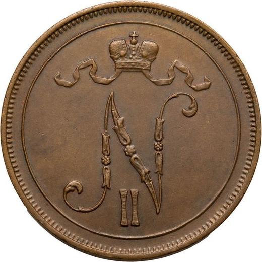 Аверс монеты - 10 пенни 1911 года - цена  монеты - Финляндия, Великое княжество