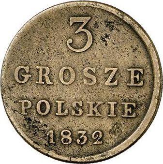 Reverso 3 groszy 1832 FH - valor de la moneda  - Polonia, Zarato de Polonia